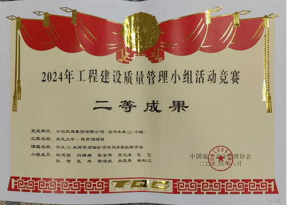 工程建设质量管理小组二等成果
